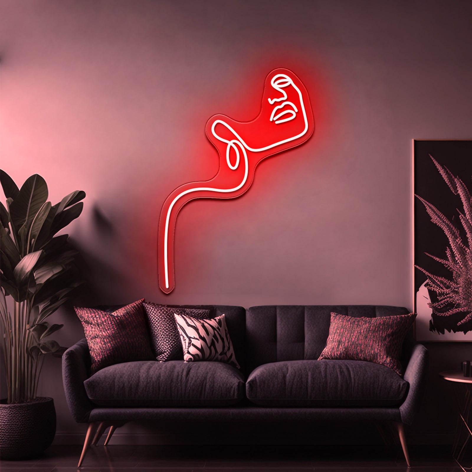 Woman With Flowers Line Art Home Wall Artwork Neon Signs | Shineneon