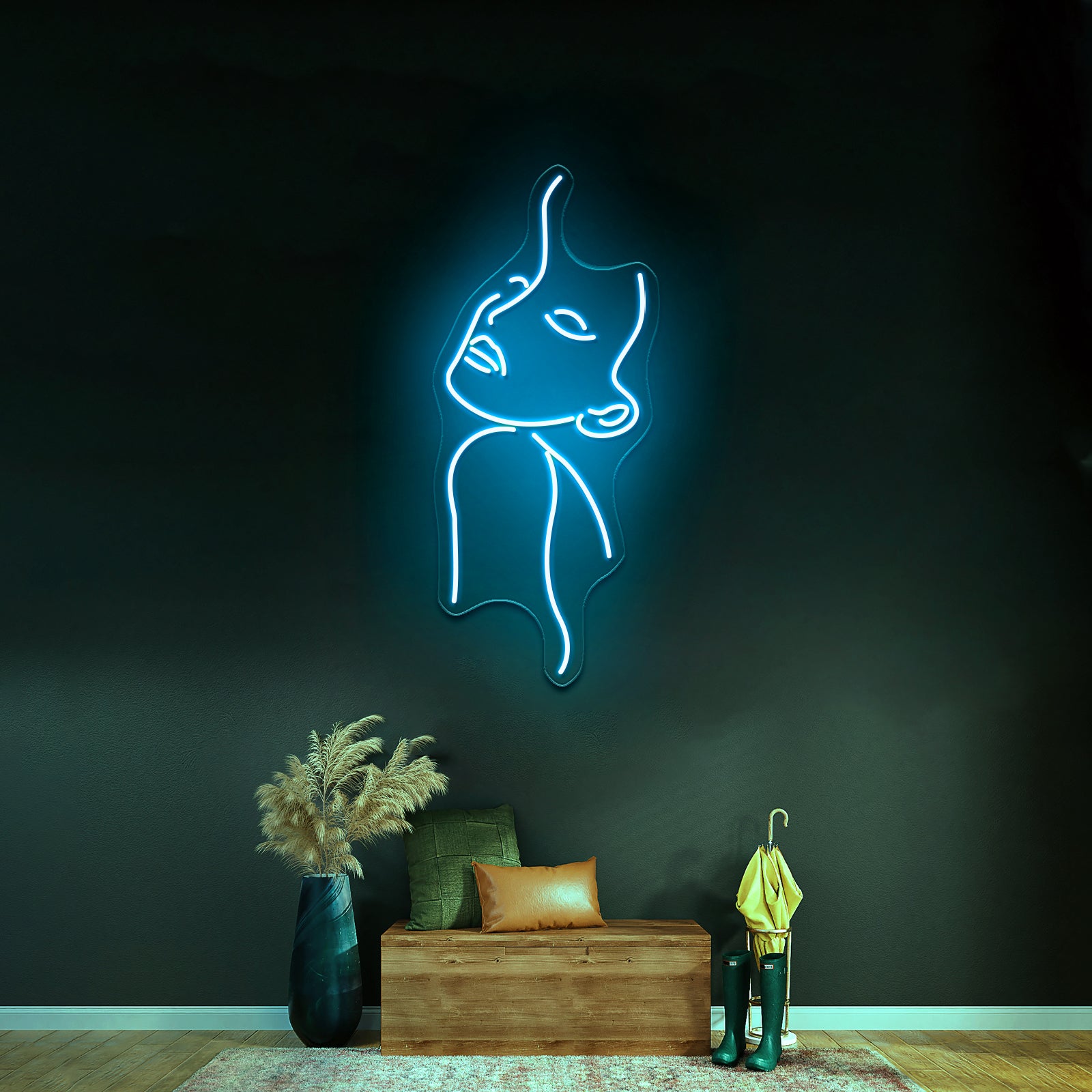 Woman With Flowers Line Art Wall Artwork Neon Signs | Shineneon