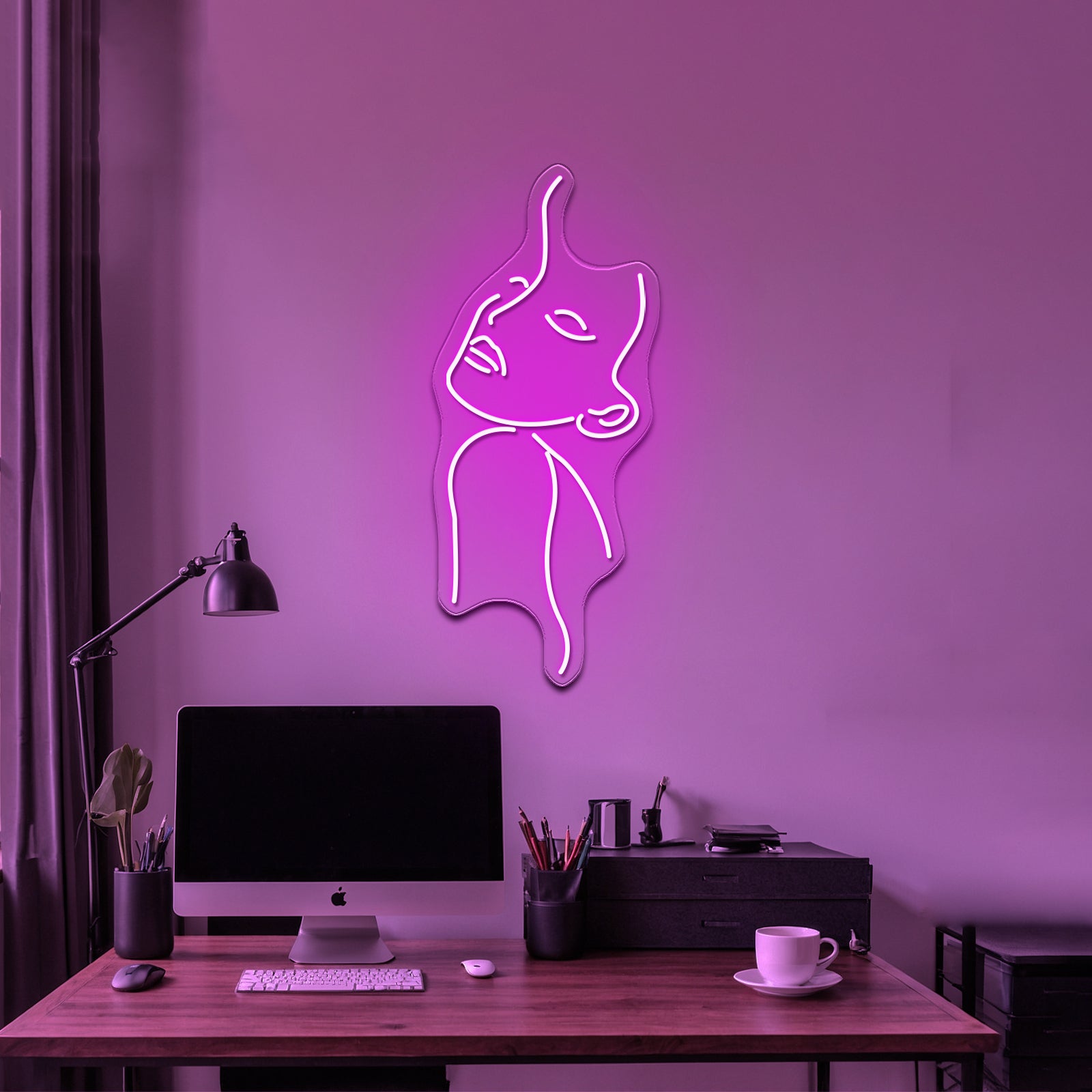 Woman With Flowers Line Art Wall Artwork Neon Signs | Shineneon