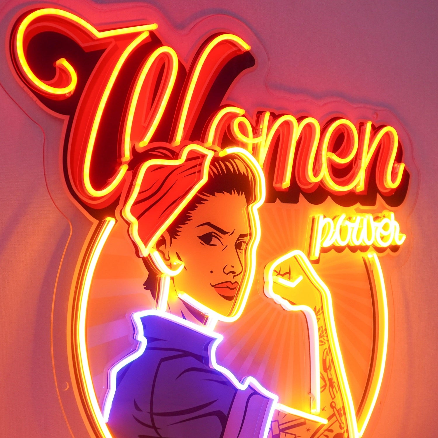 Women Power Vintage Tri-Color Uv Printed Led Neon Sign For Feminist Indoor Decor | Shineneon