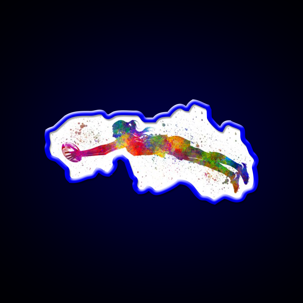 Womens Rugby In Watercolor Gym Fitness Led Neon Sign Rgb Color