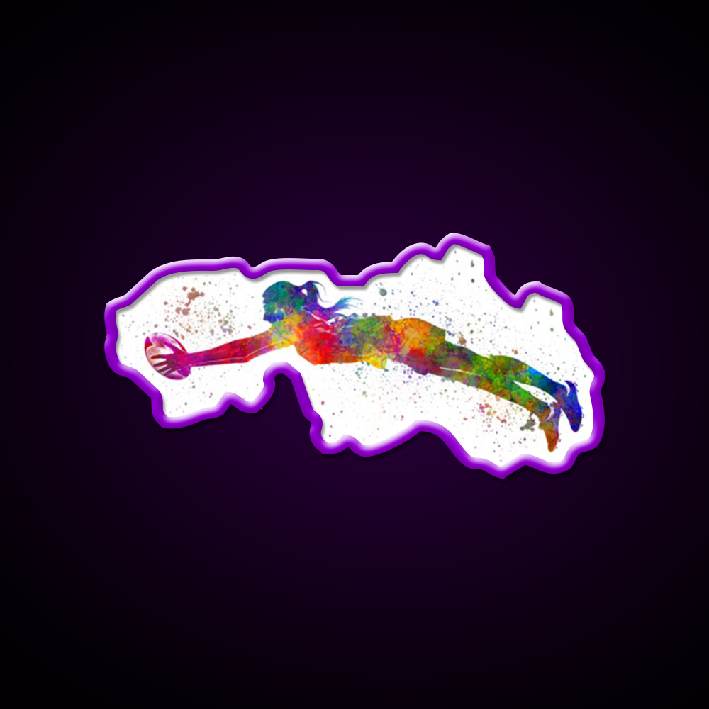 Womens Rugby In Watercolor Gym Fitness Led Neon Sign Rgb Color