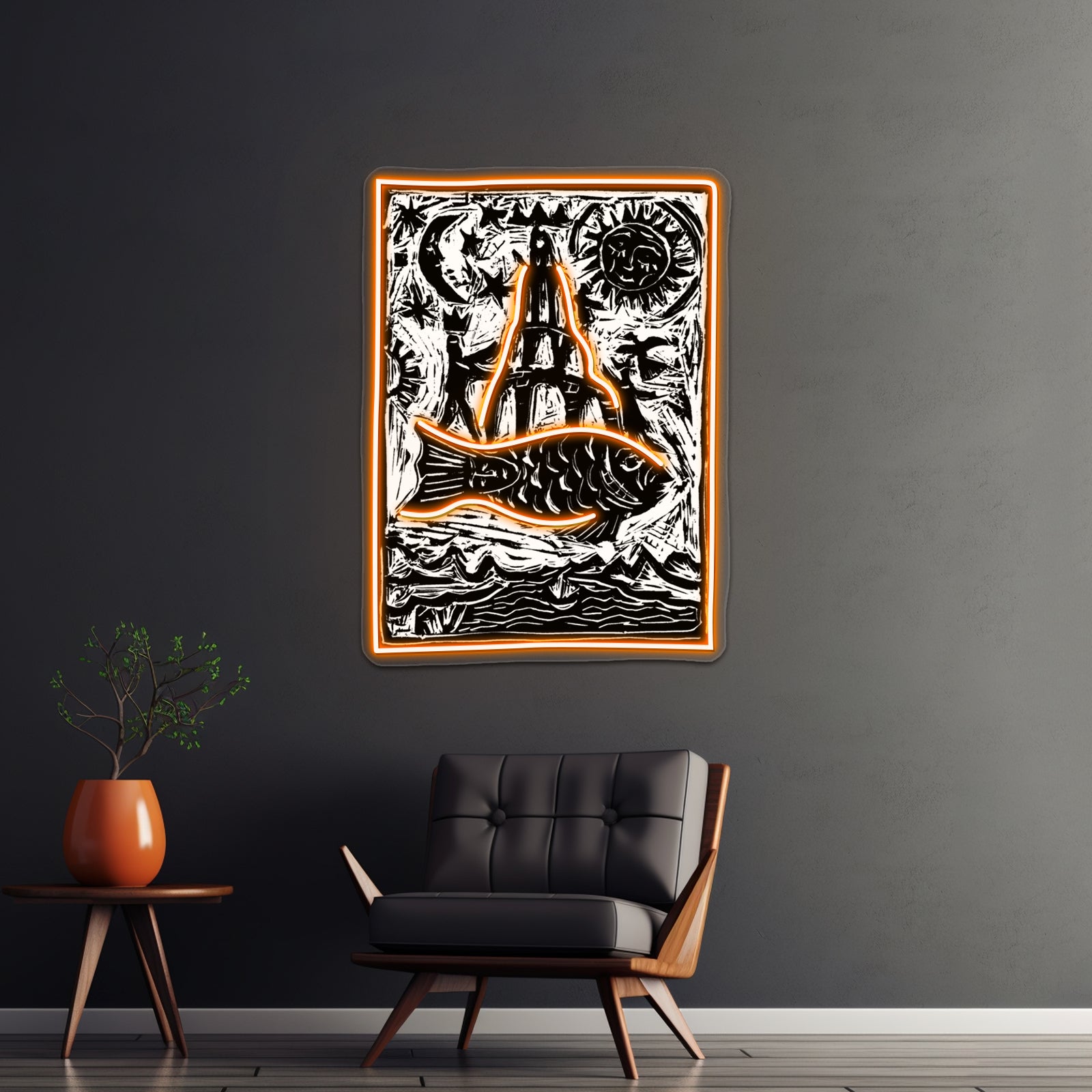 Woodblock Fishtower Wall Artwork Neon Signs | Shineneon