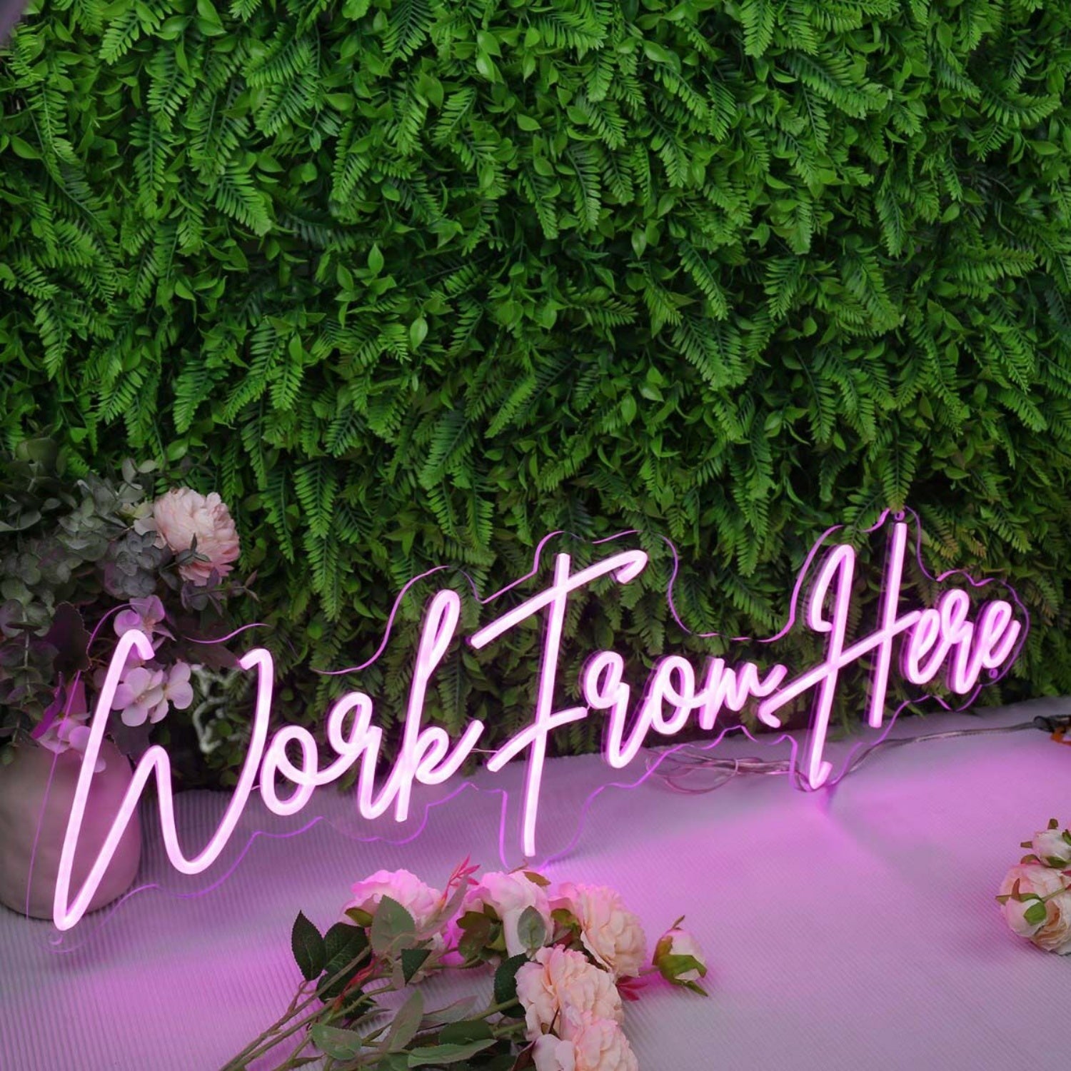 Work From Here Pink Led Neon Sign - Shineneon