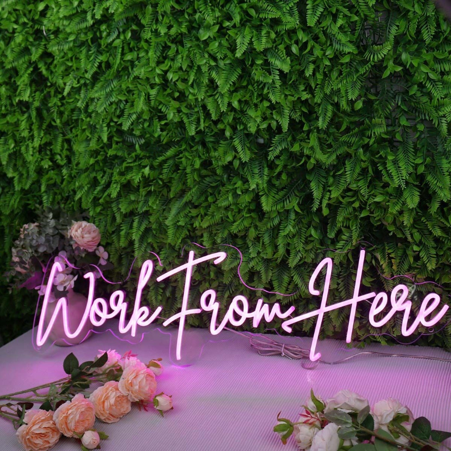 Work From Here Pink Led Neon Sign - Shineneon