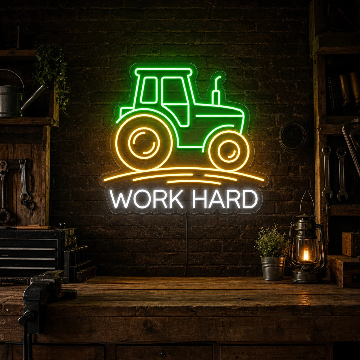 Work Hard Tractor LED Neon Sign high-converting product image