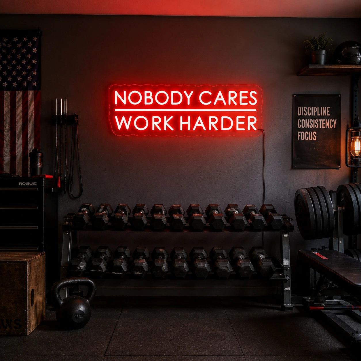 Work Harder Gym Neon Sign LED Neon Sign real lifestyle scene