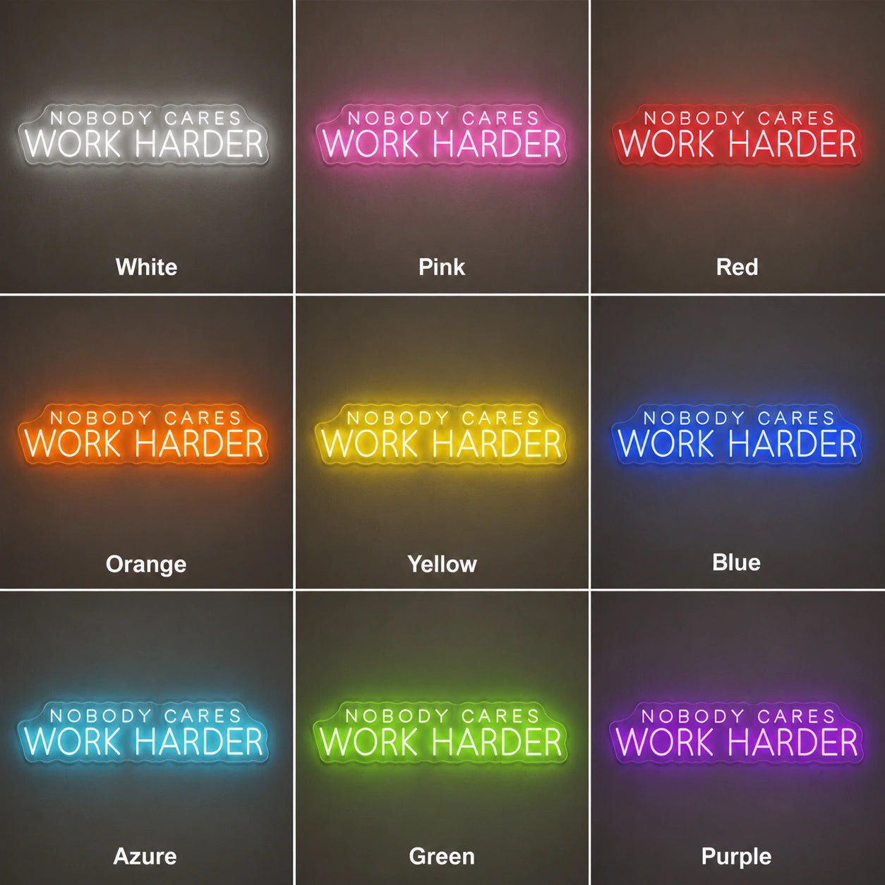 Work Harder Neon Sign LED Neon Sign color grid