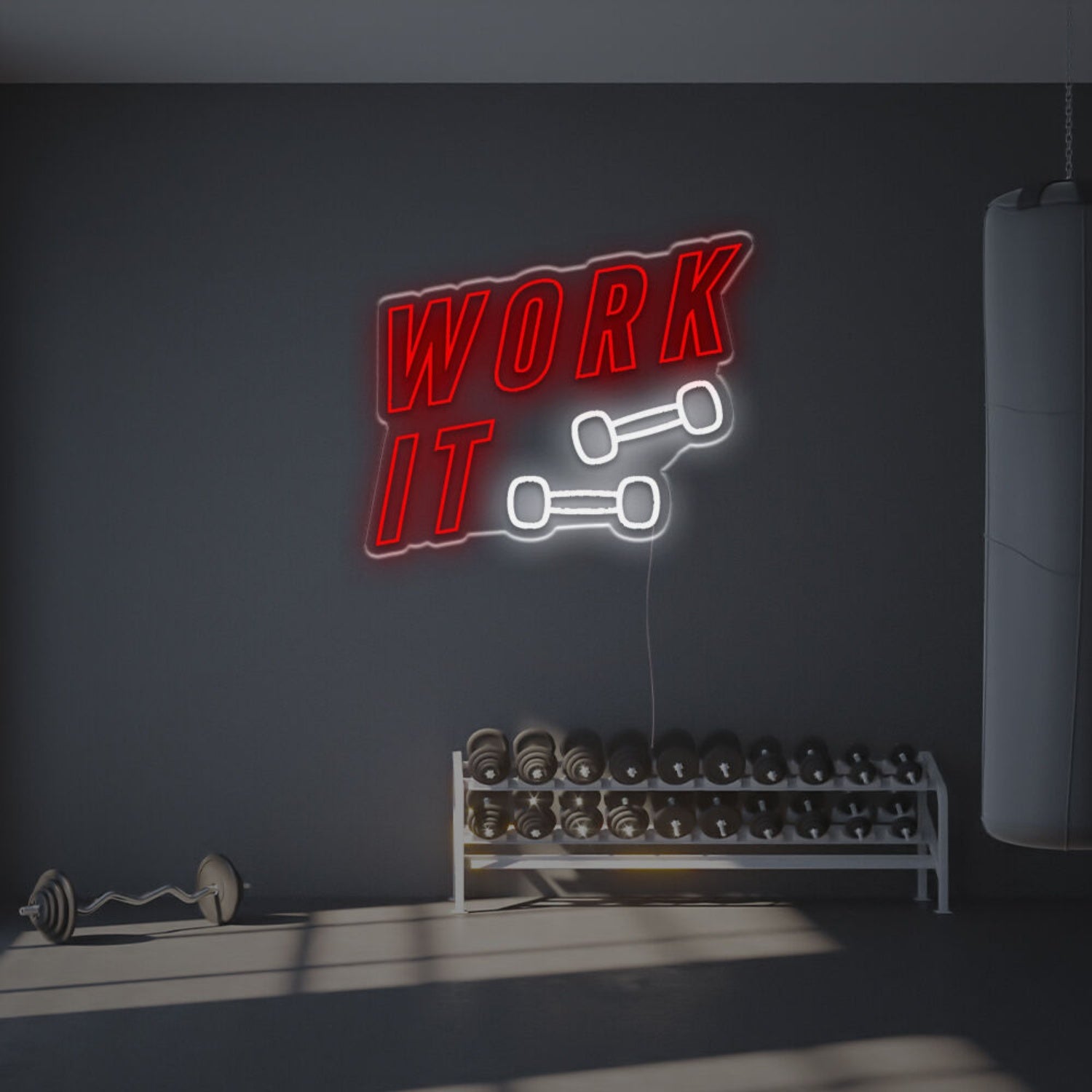 Work It With Barbell Led Neon Sign | Shineneon