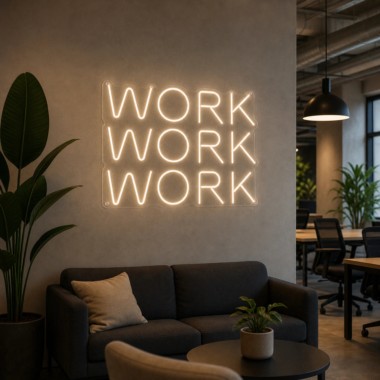 Work LED Neon Sign real lifestyle scene