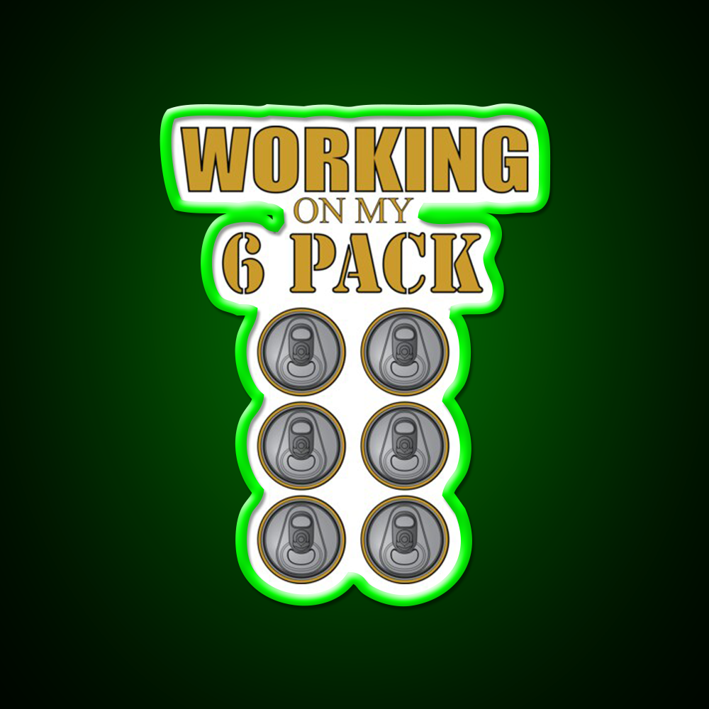 Working On My 6 Pack Funny Dark Yellow Beer Bar Decor Led Neon Sign Rgb Color - LED neon sign view 8
