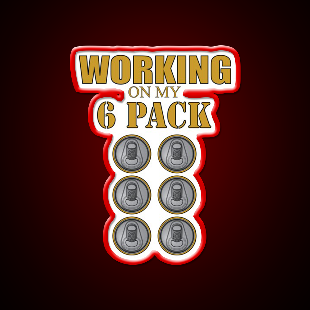 Working On My 6 Pack Funny Dark Yellow Beer Bar Decor Led Neon Sign Rgb Color - LED neon sign view 10