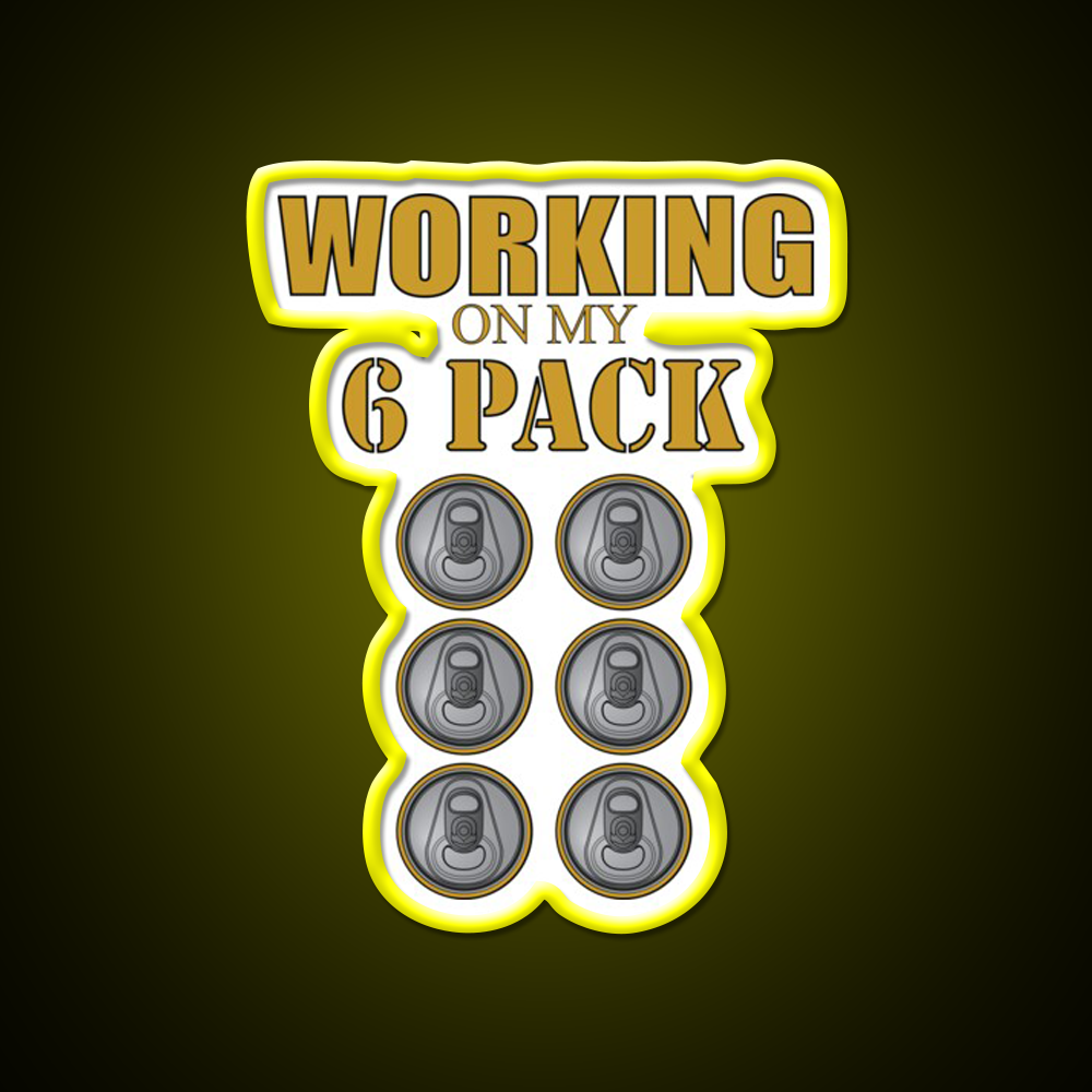 Working On My 6 Pack Funny Dark Yellow Beer Bar Decor Led Neon Sign Rgb Color - LED neon sign view 7