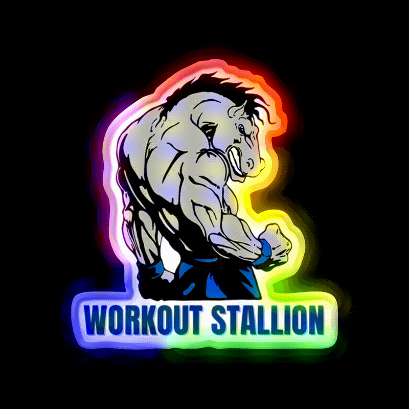 Workout Stallion Gym Fitness Led Neon Sign Rgb Color - LED neon sign close-up detail
