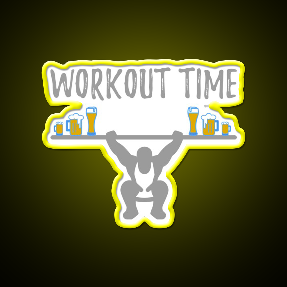 Workout Time With Beer Man Cave Bar Led Neon Sign Rgb Color