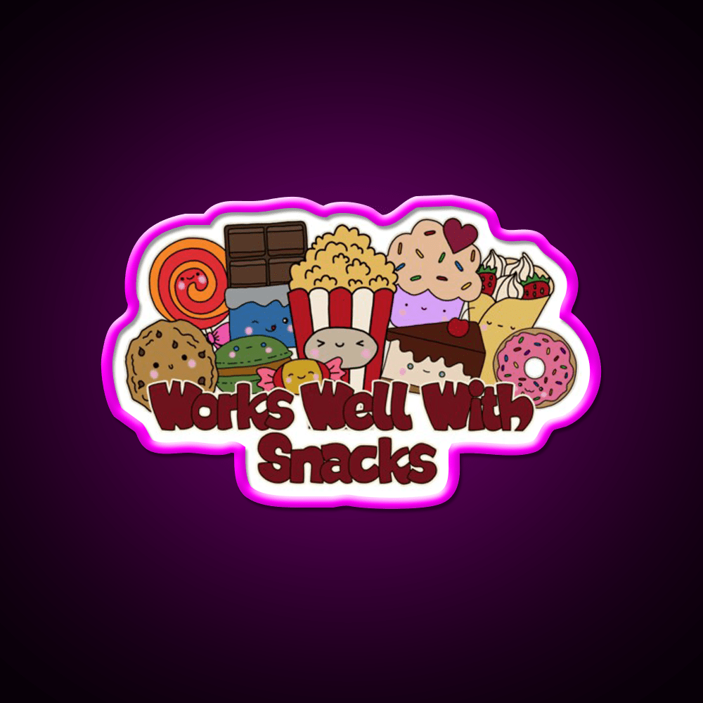 Works Well With Snacks Snack Food Led Neon Sign Rgb Color - Shineneon