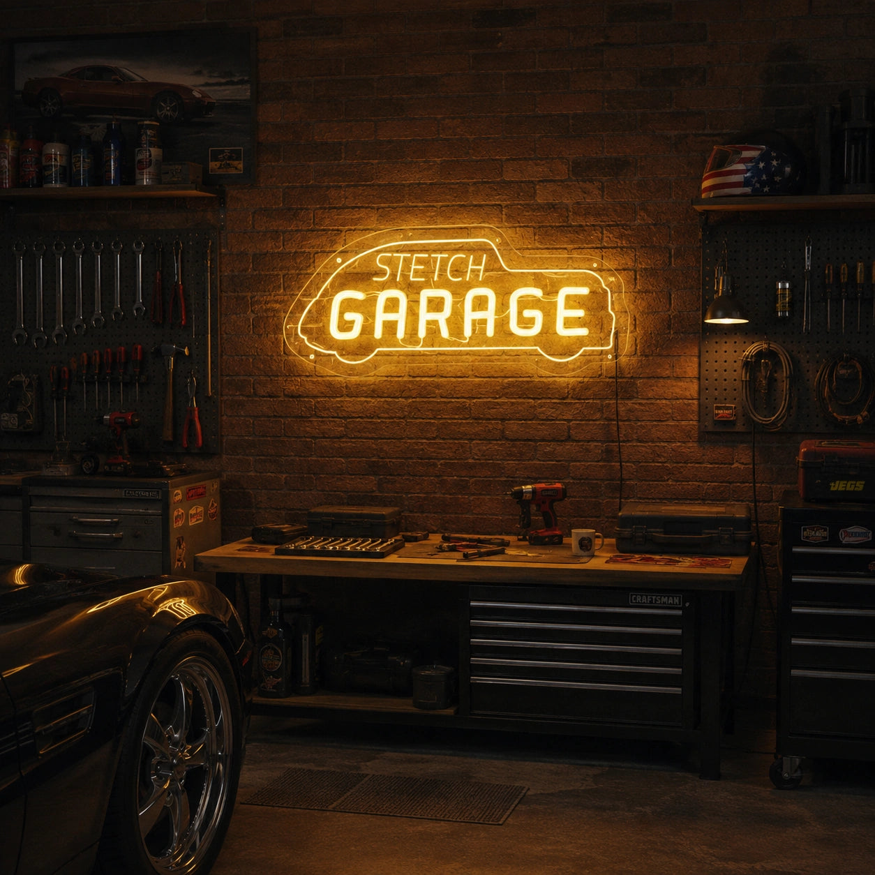 Workshop Garage Neon Sign LED Neon Sign real lifestyle scene