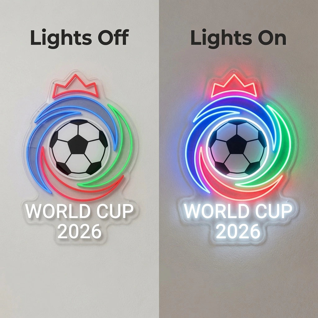 World Cup LED Neon Sign - 06 Day Night Comparison
