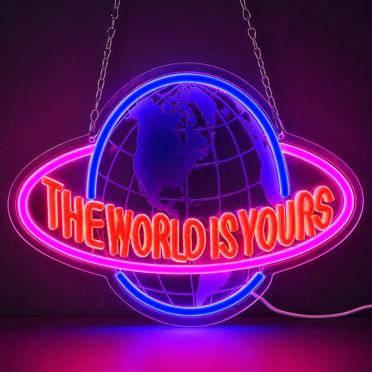 World Globe Neon Sign LED Neon Sign main product image