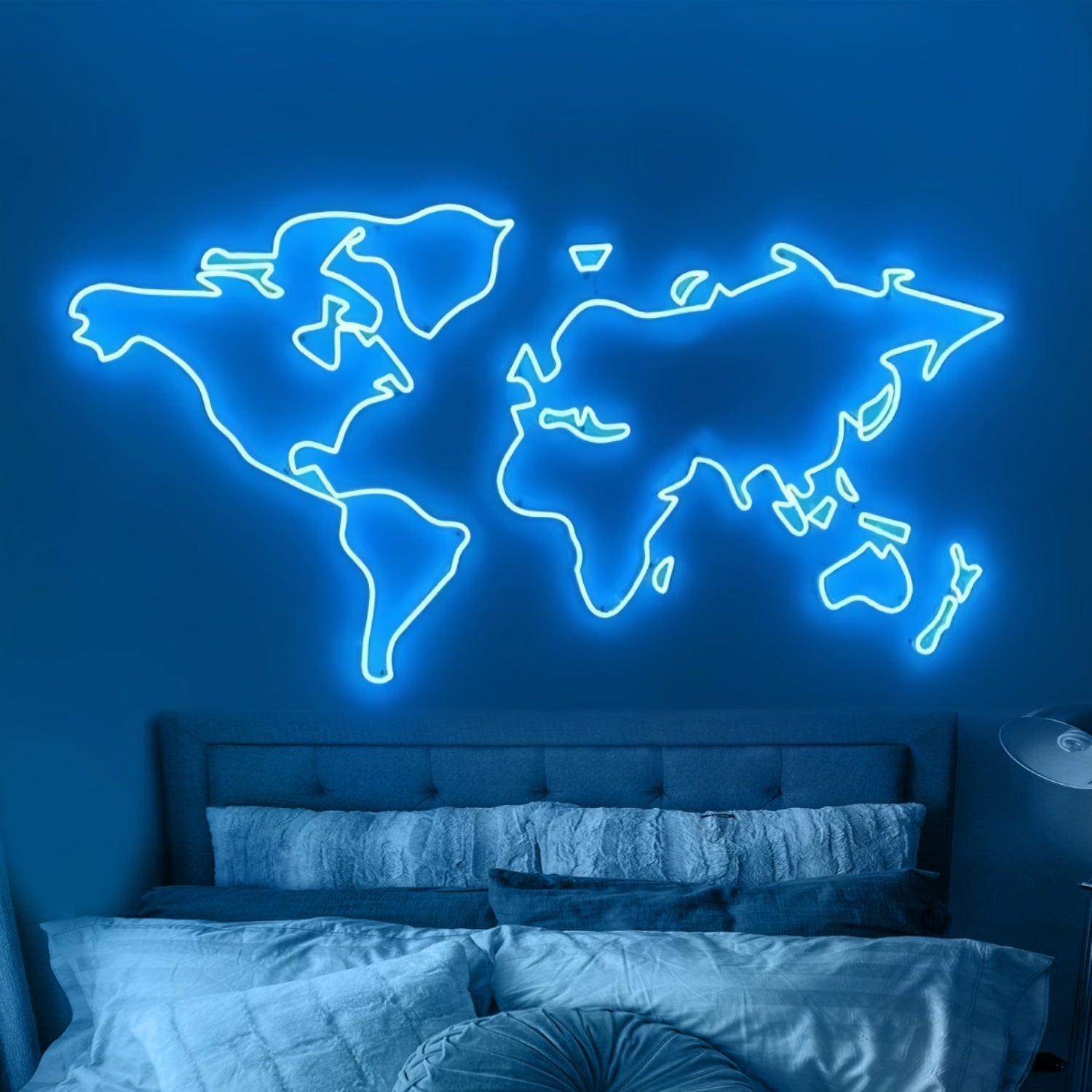 World Map Diverse Neon Display Celebrating Global Connections - Shineneon