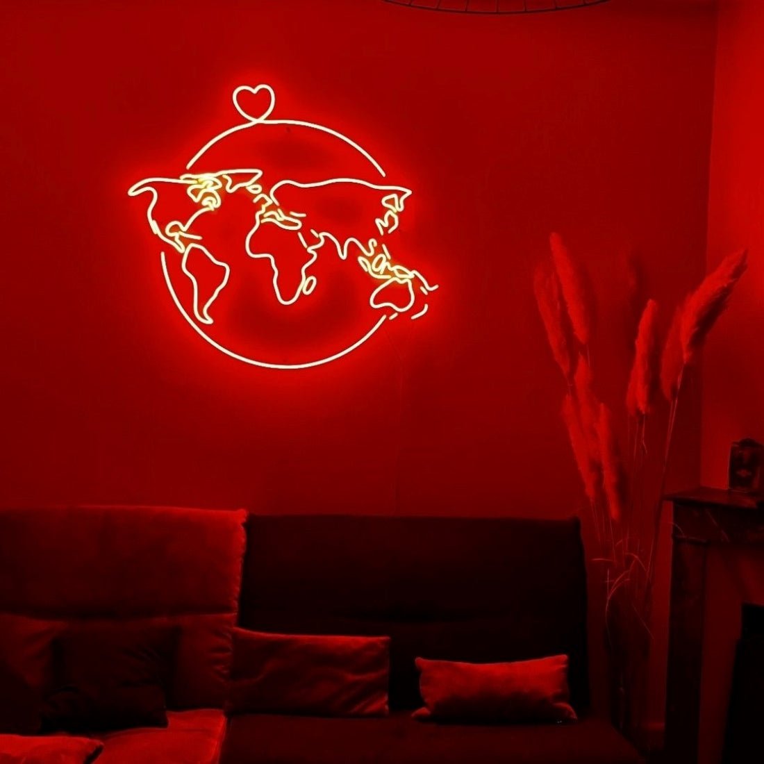 World Map Globe With Heart Led Sign Business Neon Sign - Shineneon