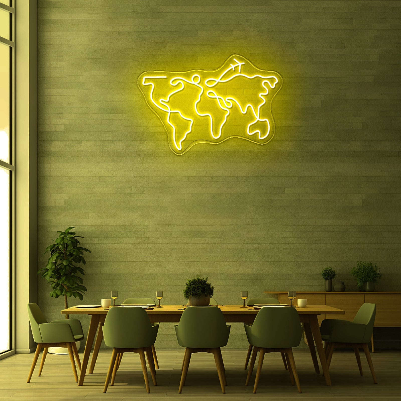 World Map Large Neon Sign Wall Decor - Shineneon
