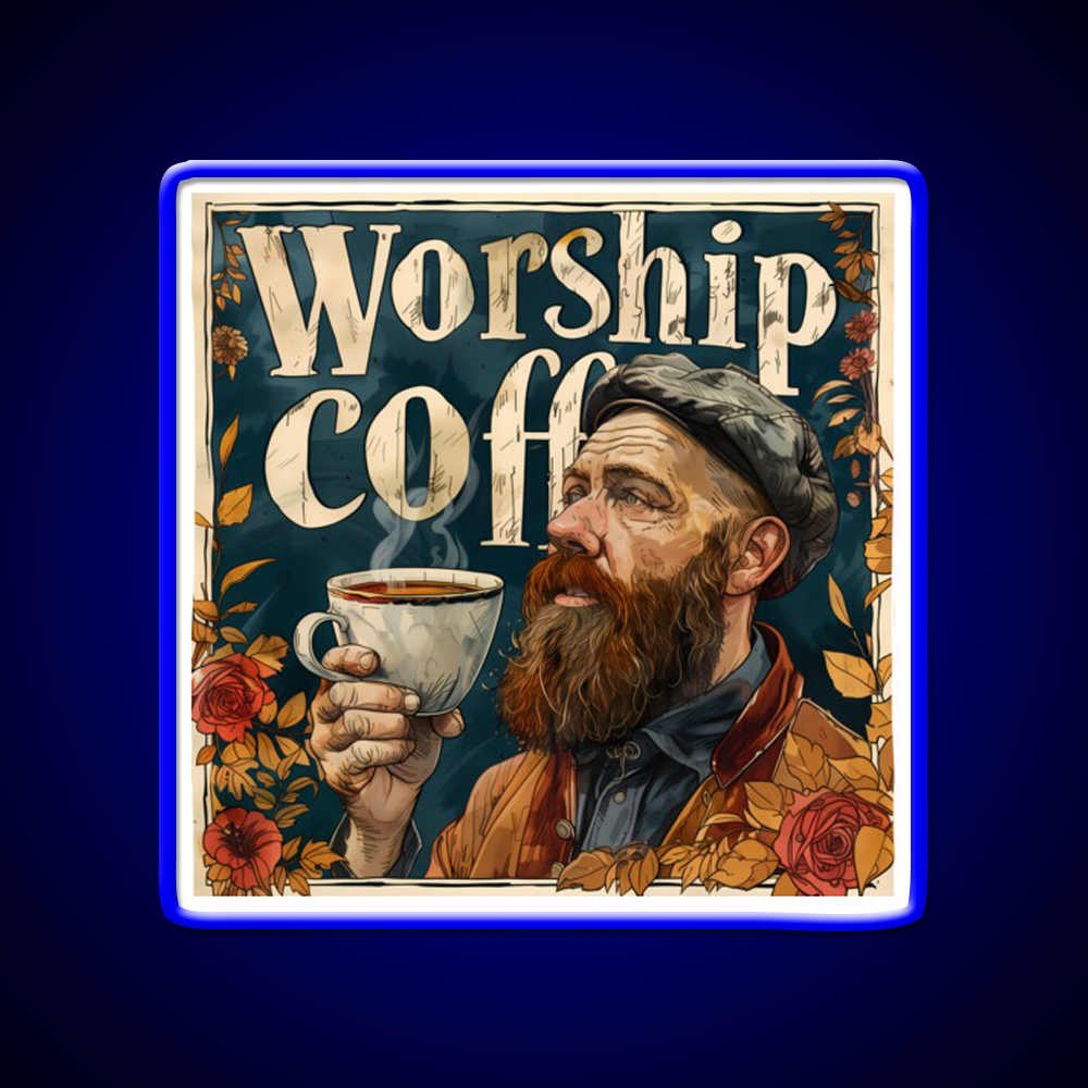 Worship Coffee Cafe Led Neon Sign Espresso Bar Art Rgb Color