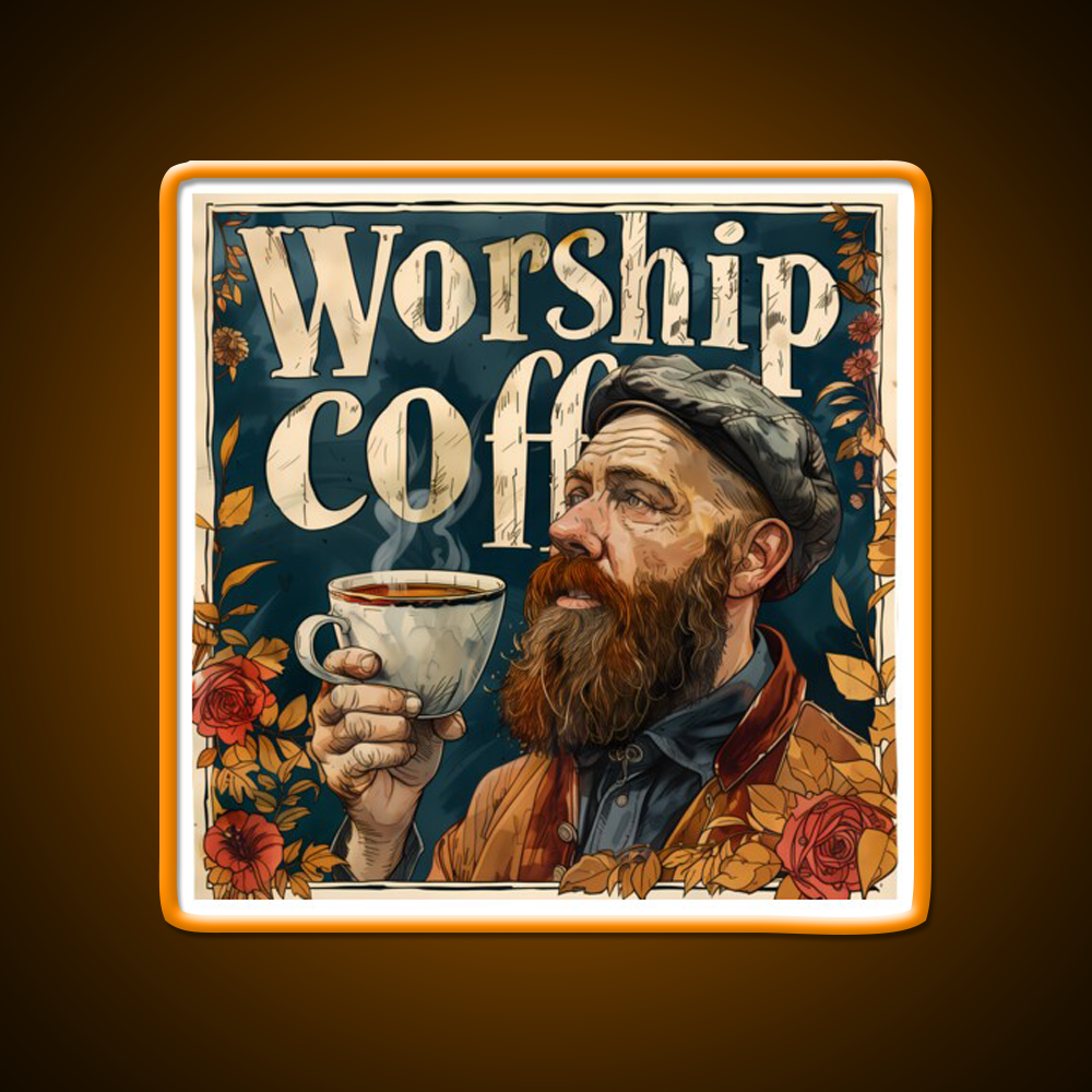 Worship Coffee Cafe Led Neon Sign Espresso Bar Art Rgb Color