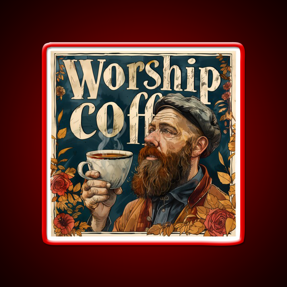 Worship Coffee Cafe Led Neon Sign Espresso Bar Art Rgb Color