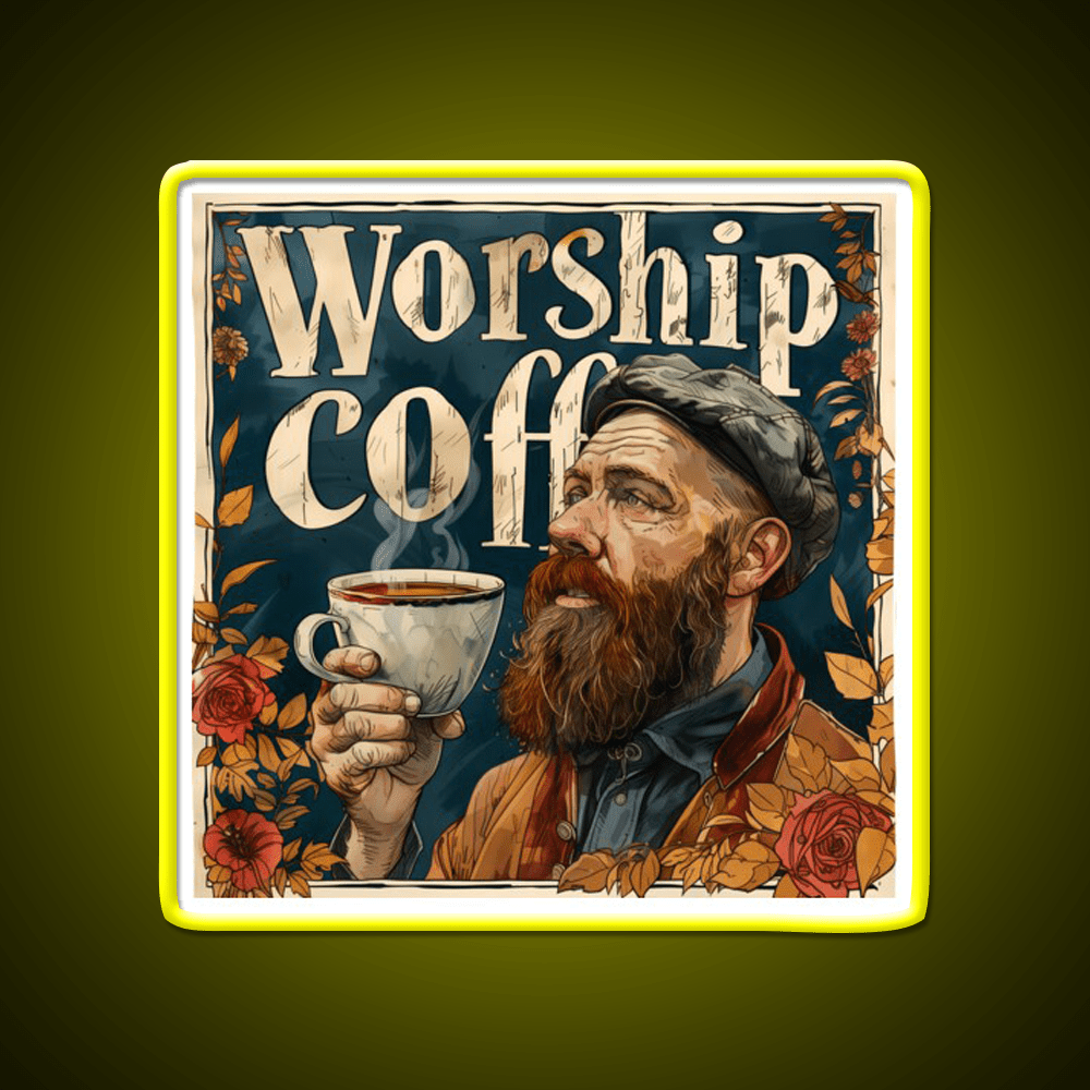 Worship Coffee Cafe Led Neon Sign Espresso Bar Art Rgb Color - Shineneon