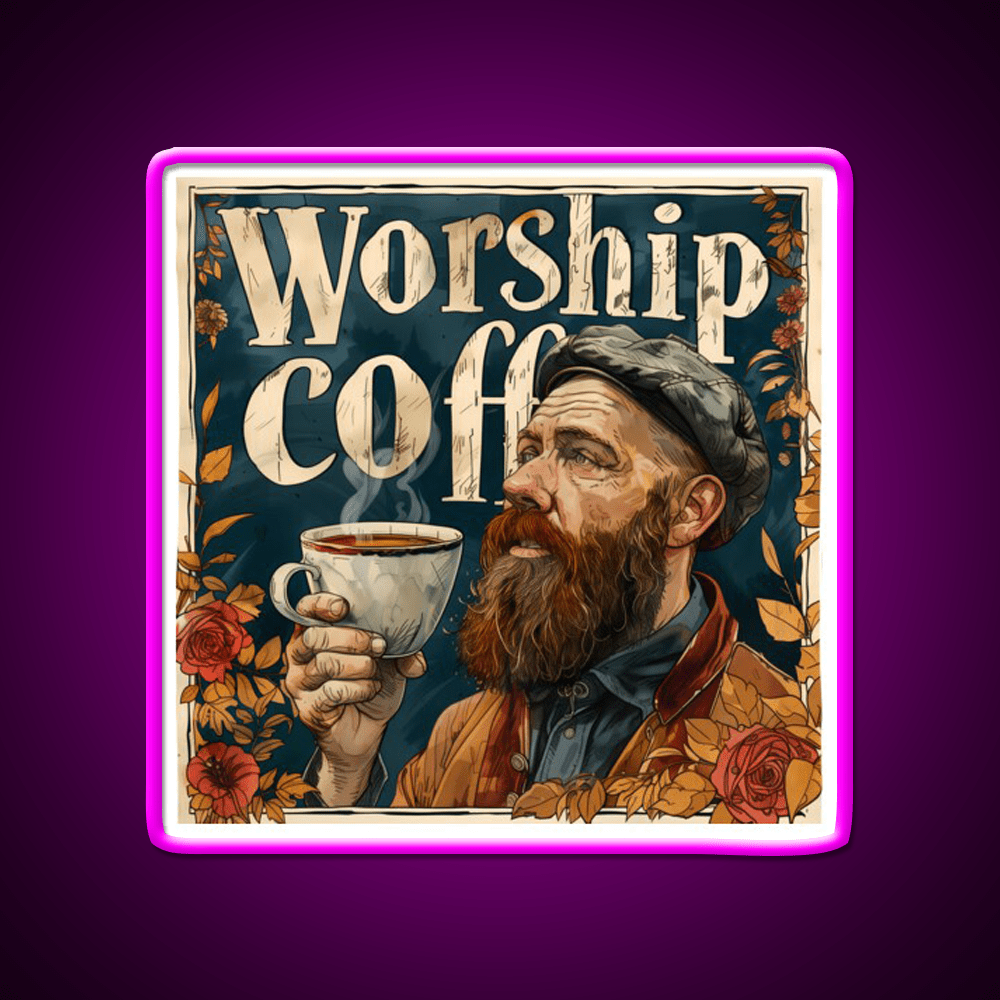 Worship Coffee Cafe Led Neon Sign Espresso Bar Art Rgb Color - Shineneon