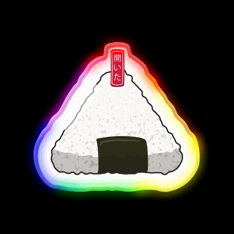 Wrapped Onigiri Snack Food Led Neon Sign Rgb Color - LED neon sign close-up detail