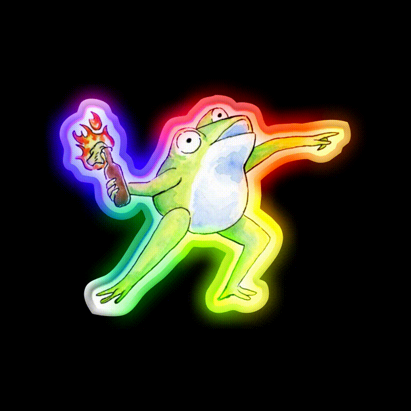 Wreak Havoc Frog Cocktail Bar Decor Led Neon Sign Rgb Color - LED neon sign close-up detail