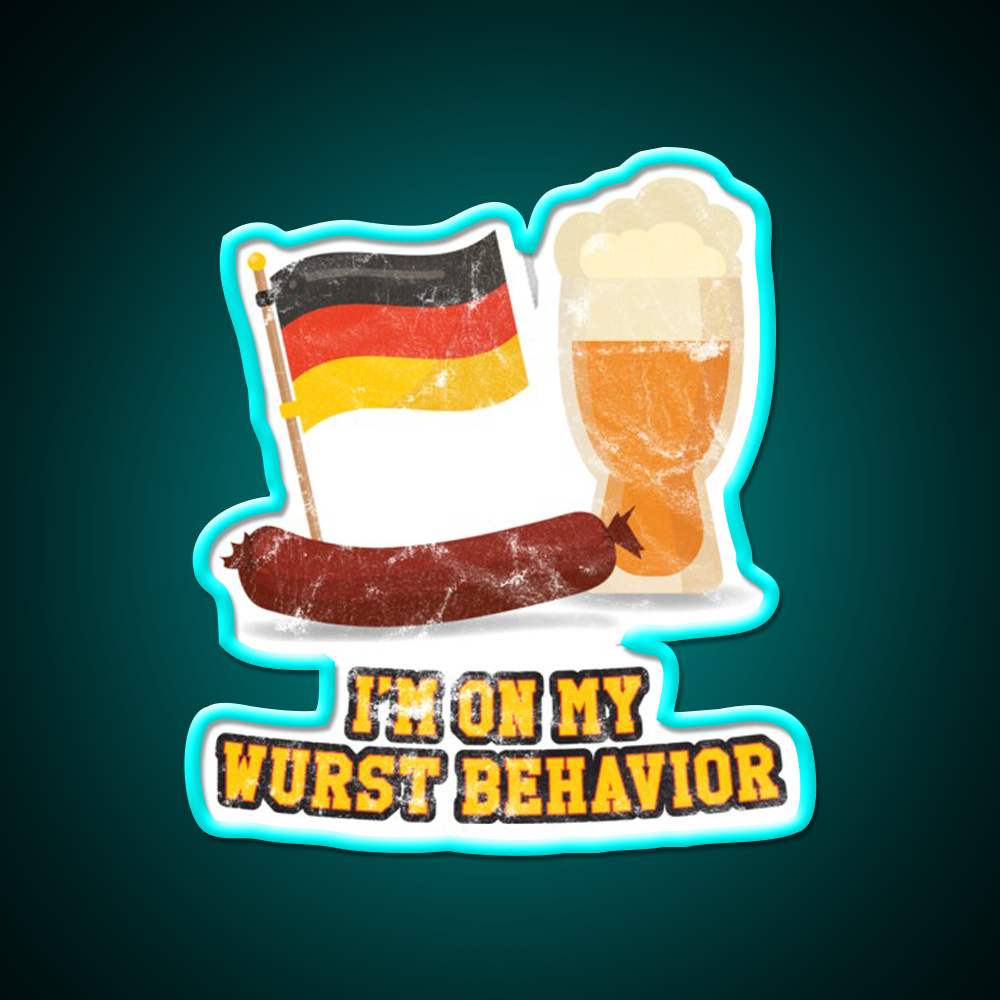 Wurst Behavior Funny German Oktoberfest Beer Bar Decor Led Neon Sign Rgb Color - Size and dimension reference
