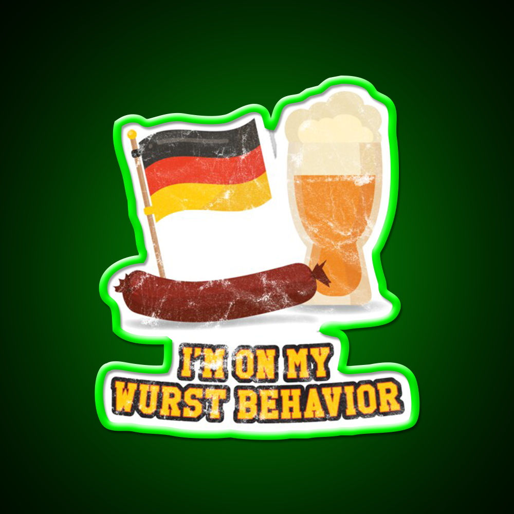 Wurst Behavior Funny German Oktoberfest Beer Bar Decor Led Neon Sign Rgb Color - LED neon sign view 8