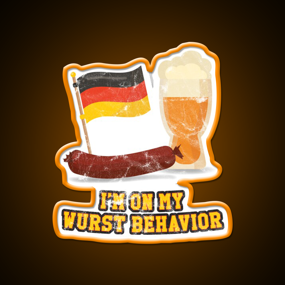 Wurst Behavior Funny German Oktoberfest Beer Bar Decor Led Neon Sign Rgb Color - LED neon sign view 6