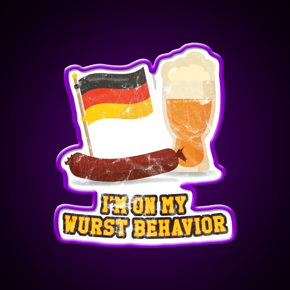 Wurst Behavior Funny German Oktoberfest Beer Bar Decor Led Neon Sign Rgb Color - LED neon sign view 9