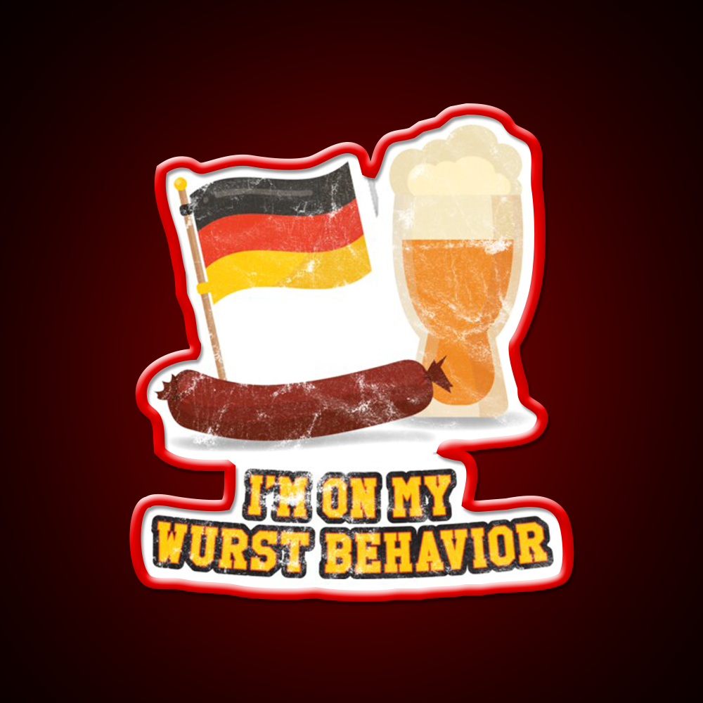 Wurst Behavior Funny German Oktoberfest Beer Bar Decor Led Neon Sign Rgb Color - LED neon sign view 10