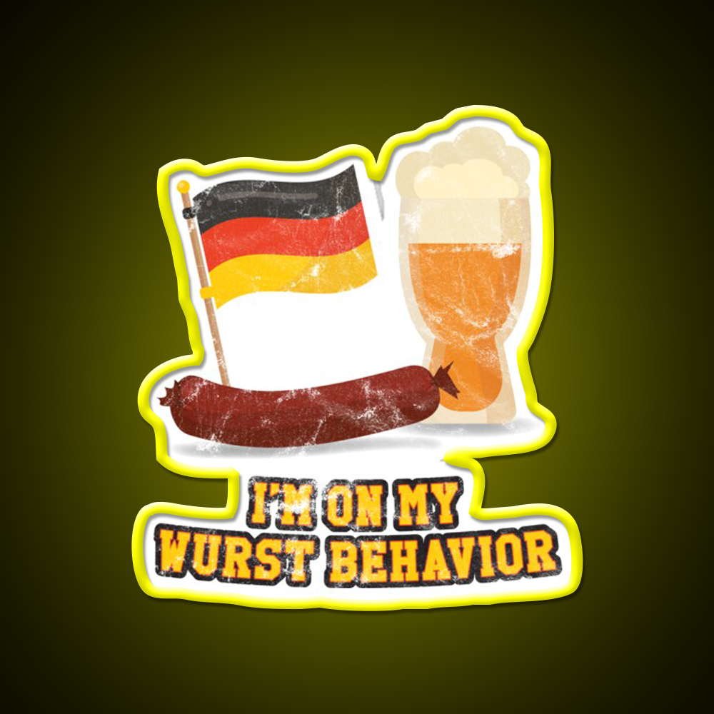 Wurst Behavior Funny German Oktoberfest Beer Bar Decor Led Neon Sign Rgb Color - LED neon sign view 7