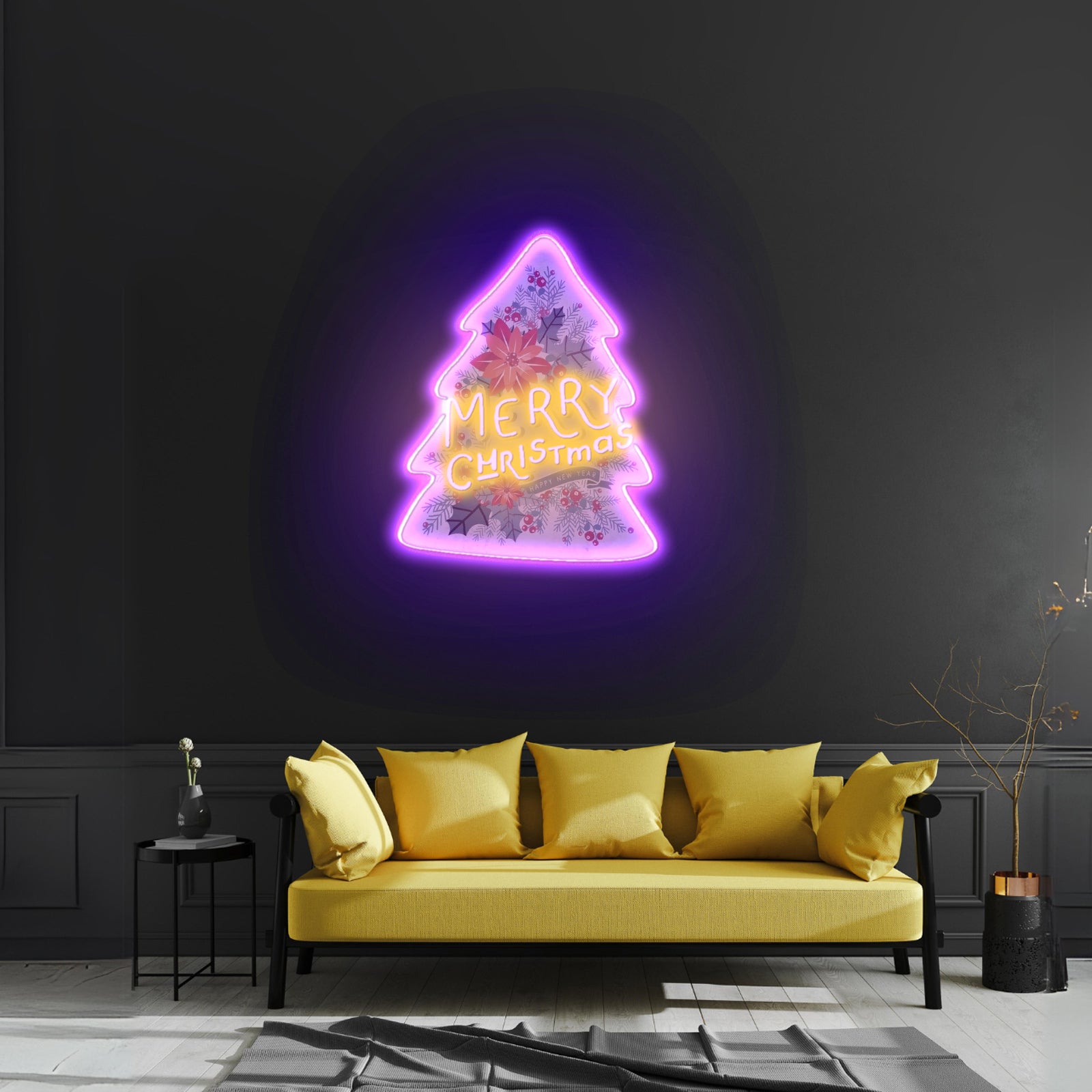 Xmas On Tree Led Neon Acrylic Artwork For Sale