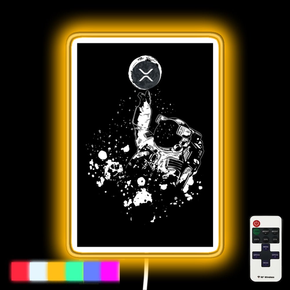 Xrp Neon Gift Blockchain Tech Astronaut Xrp To The Moon Led Neon Sign - Shineneon