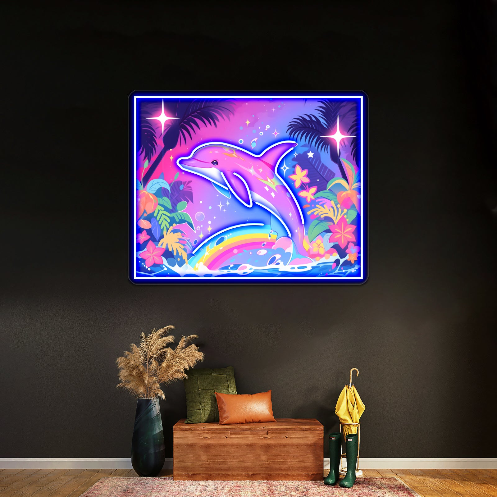 Y2k Aesthetic Dayglow Dolphin Dance Artwork Led Neon Signs | Shineneon