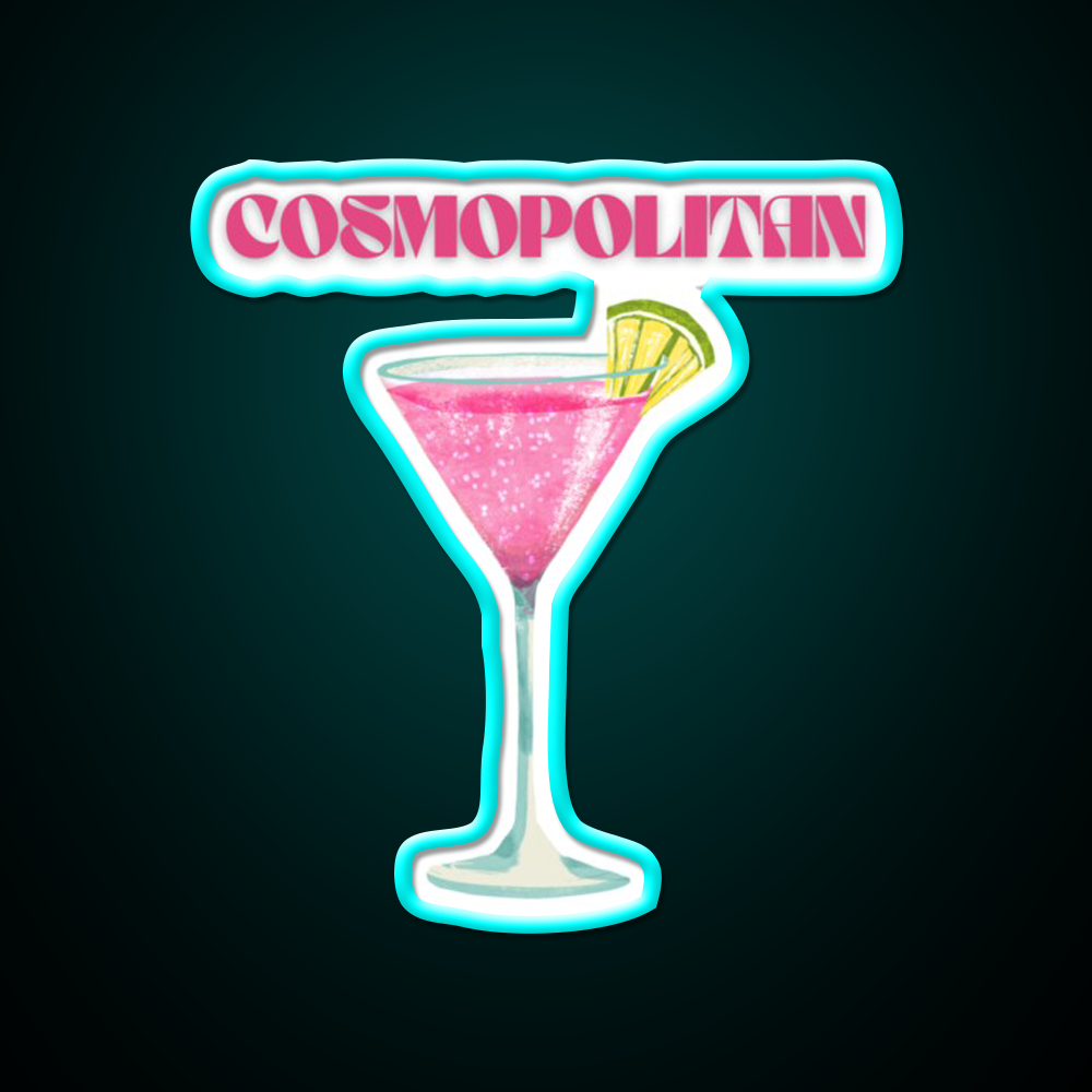 Y2K Cosmopolitan Danish Pastel Cocktail Bar Decor Led Neon Sign Rgb Color - Size and dimension reference