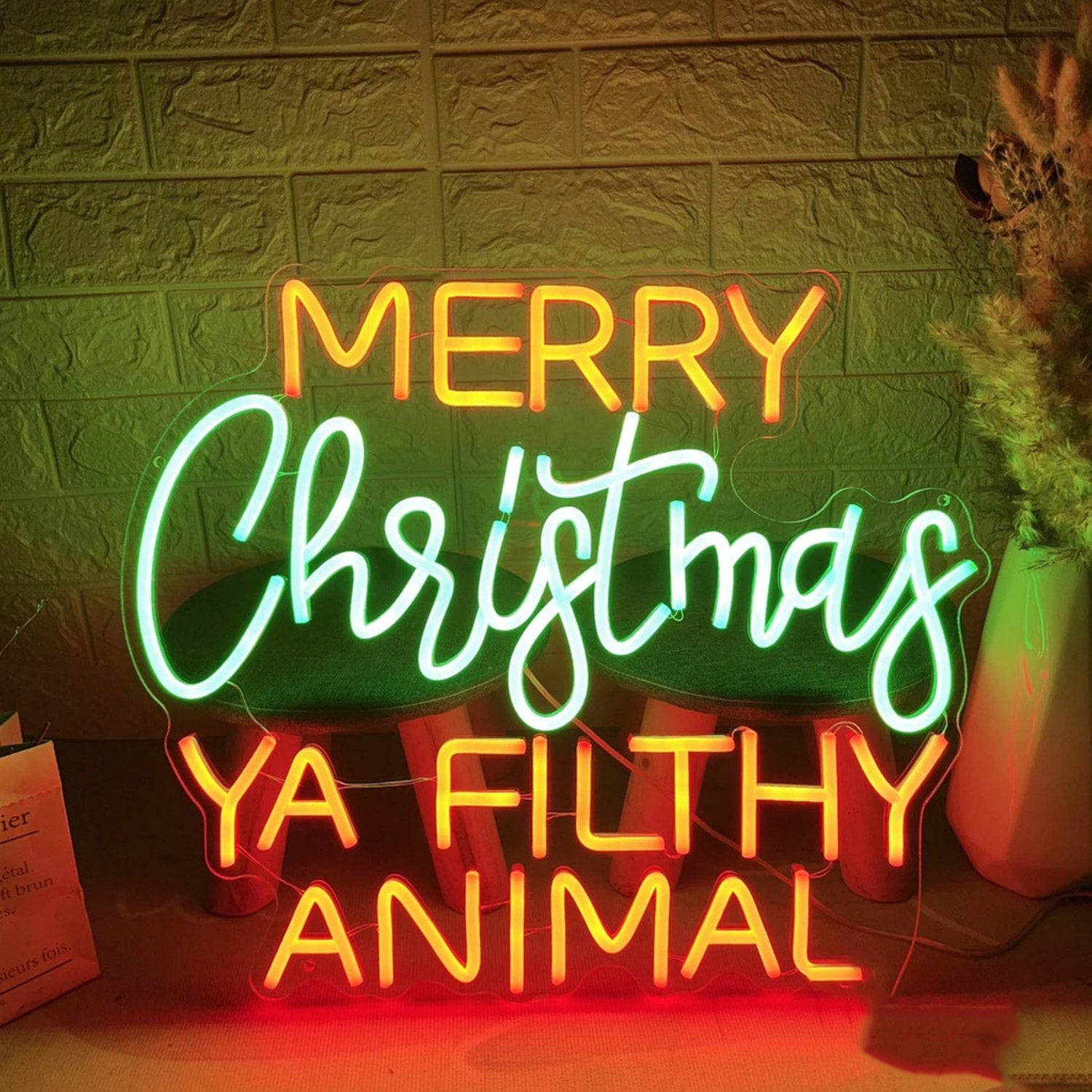 Ya Filthy Animal Merry Christmas Neon Sign Christmas Decorations | Shineneon