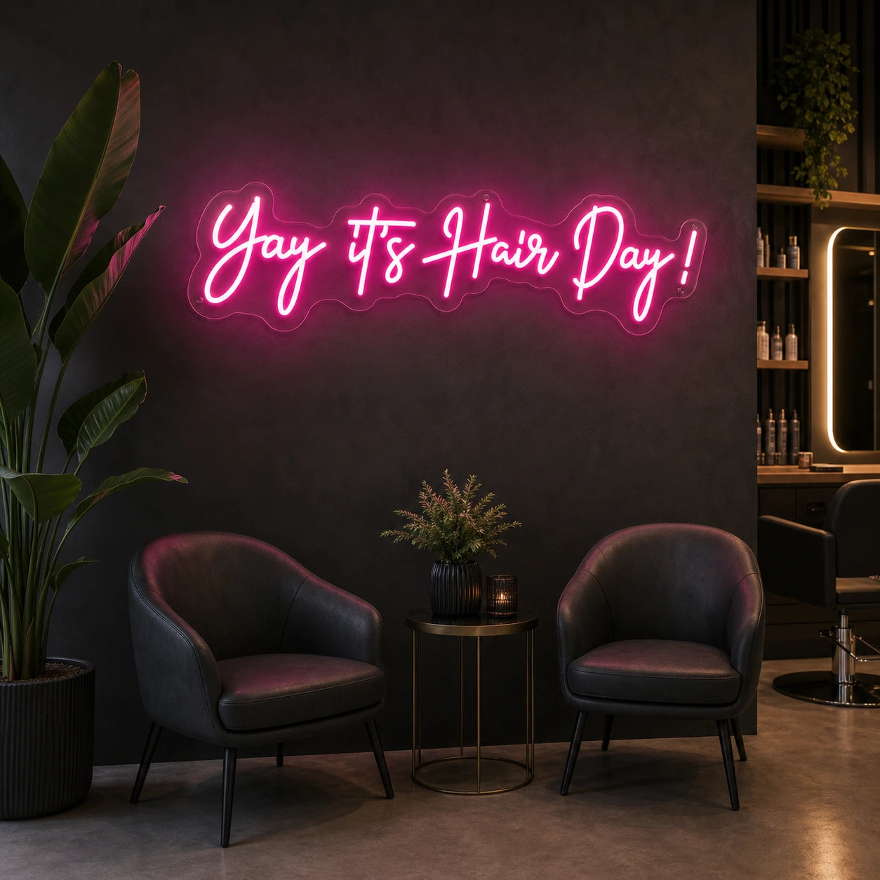 Yay It S Hair Day LED Neon Sign real lifestyle scene