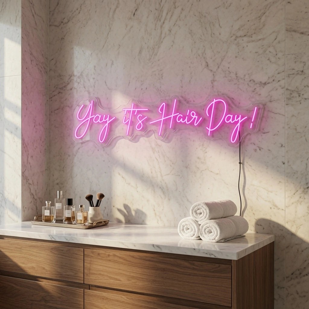 Yay It S Hair Day Wall Decor LED Neon Sign - 03 Real Lifestyle Scene