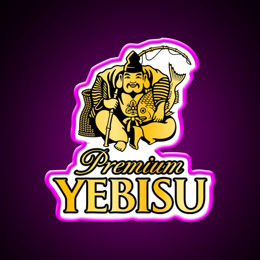Yebisu Premium Golden Logo Beer Bar Decor Led Neon Sign Rgb Color - Neon sign mounted on wall in room
