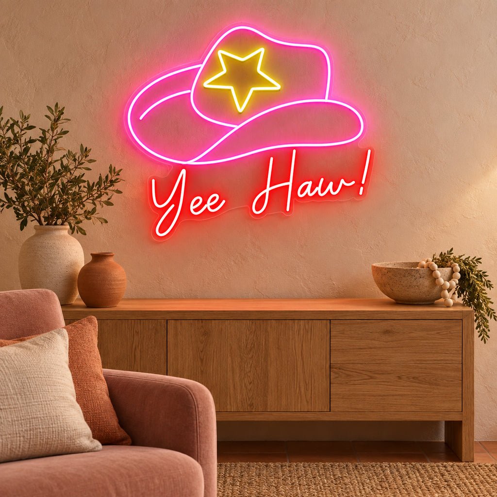 Yee Haw Cowboy Hat Star LED Neon Sign - Shineneon
