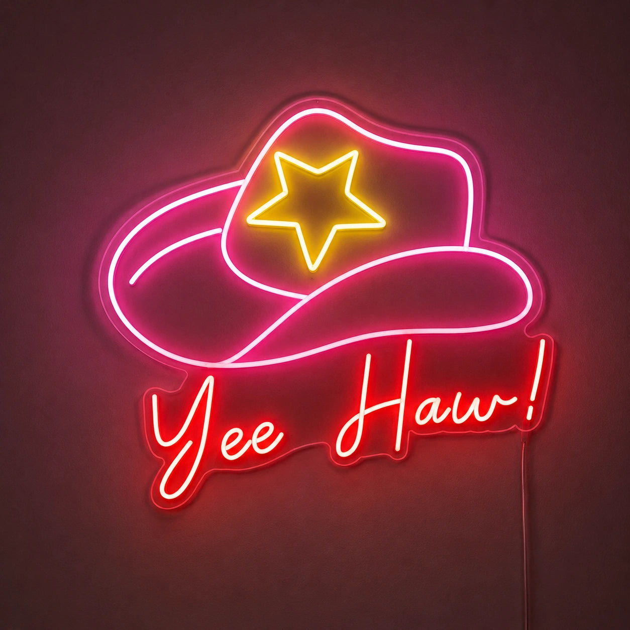 Yee Haw Cowgirl Hat Neon Sign LED Neon Sign main product image