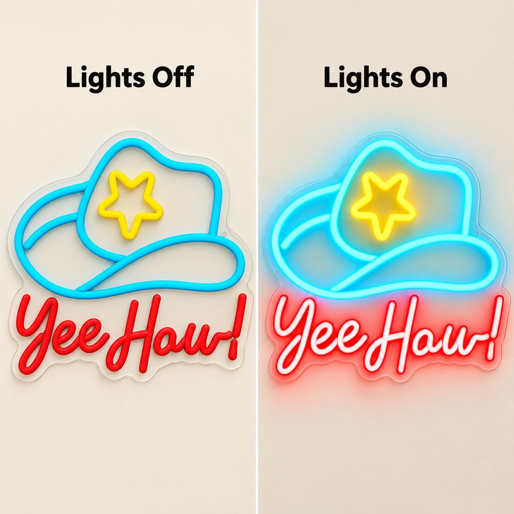 Yee Haw Star Cowboy Hat LED Neon Sign - Shineneon